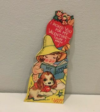 Vtg Valentine Card Pretty Little Girl 40 