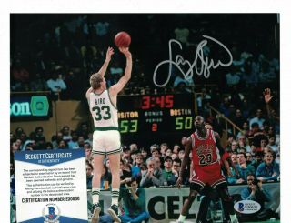 Larry Bird Boston Celtics Signed 8 " X 10 " Photo Beckett Certified