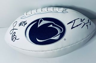 Saquon Barkley & Trace Mcsorley Signed Autograph Penn State Logo Football