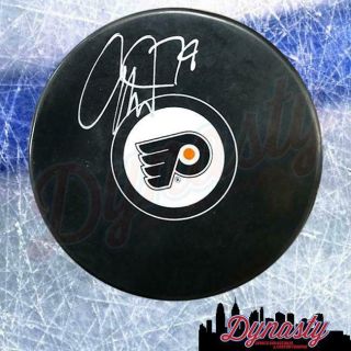 Carter Hart Philadelphia Flyers Autographed Signed Hockey Logo Puck Jsa
