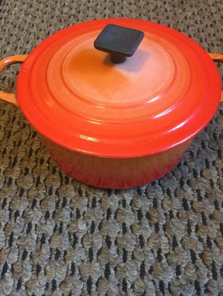 Vintage Le Creuset B Orange Saucepan 2 Qt W/lid Cast Iron Dutch Oven Pot France