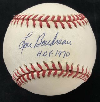 Lou Boudreau Signed Baseball Rawlings Indians Autograph Hof 1970 Inscrip Jsa