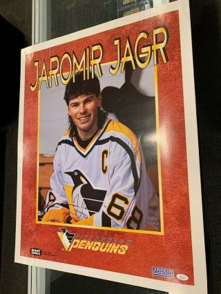 Jaromir Jagr Pittsburgh Penguins Signed 22x28  Nestle Giant Eagle Poster Jsa