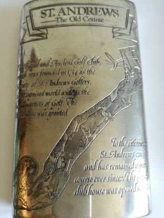 Vintage St.  Andrews The Old Course Flask,  Sheffield England,  English Pewter