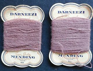 Vintage 2 X Cards Of Sock Mending Wool By Darneez