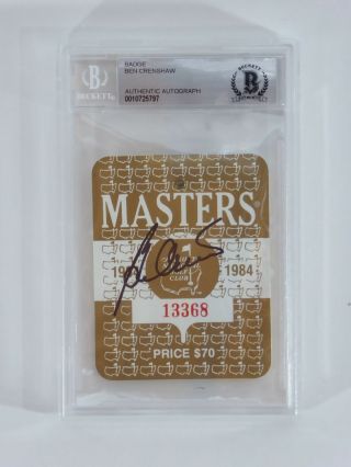 Vintage Ben Crenshaw Autographed 1984 Golf Masters Badge Signed Slabbed Bas