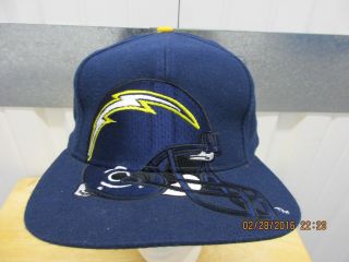 VINTAGE AJD NFL SAN DIEGO CHARGERS SEWN HELMET BLUE SNAPBACK CAP/HAT 90s 3