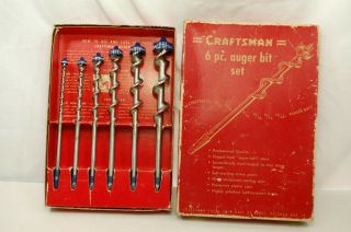 Vintage Craftsman 6pc Auger Bit Set No 9 - 4156 W Bit Caps