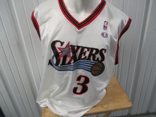Vintage Champion Philadelphia 76ers Allen Iverson 3 White Jersey Size 48 Xl Pre