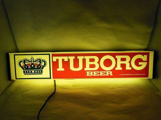 Vintage Tuborg Beer 2 Sided Advertising Hanging Lighted Sign 24 " Man Cave