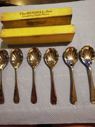 Vintage Antique Silver Plate Fluted Dessert Spoons X6