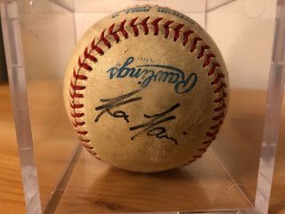 Vintage MLB Umpire Crew Signed Game Baseball with Case 2