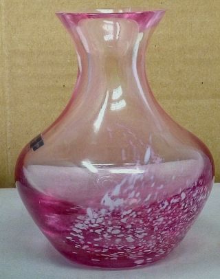 Vintage Caithness Pink White Fleck Glass Bud Posy Vase 10cm 4 "