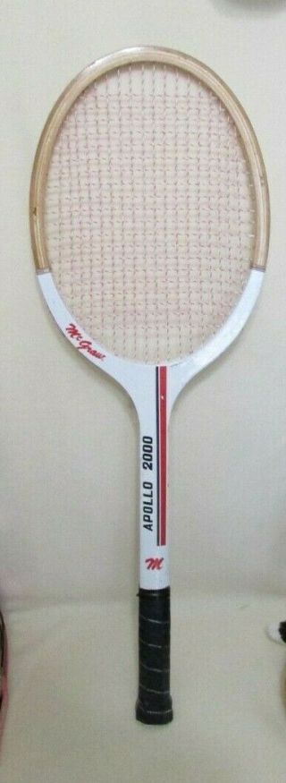 Vintage Mcgraw 2000 Apollo Wood Tennis Racquet 4 1/2l