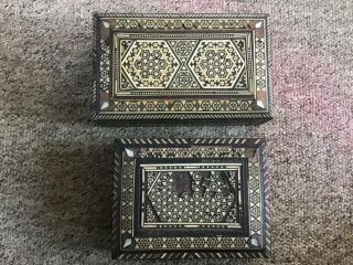 Antique / Vintage Wooden Hand Crafted Inlaid Micro Mosaic Box’s X 2