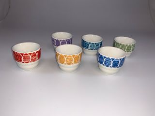 Colorful Arabia Egg Cup Set Of 6 Vintage Egg Coddlers Made In Finland Porcelain