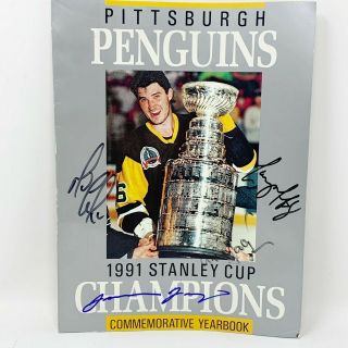 Pittsburgh Penguins 1991 Stanley Cup Yearbook Signed Lemieux Jagr Larry Murphy
