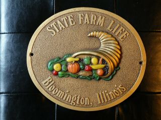 Vintage State Farm Insurance Bloomington Il Wall Door Sign Plaque 11 " X 10 "
