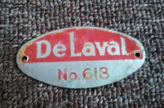 Vintage Delaval 618 Cream Separator Metal Emblem.  Cool