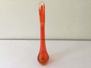 Vintage Mid Century Modern Orange Glass Stretch Swung Vase