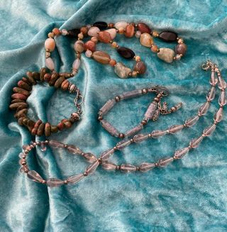 Joblot Vintage Stone And Glass Necklaces And Bracelets