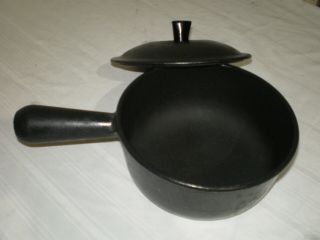 Vintage Le Creuset 16 Made In France Black Cast Iron Fondue Onion Soup Pot Pan