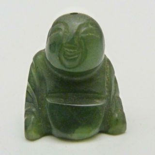 Vintage Chinese Miniature Green Jade Buddha