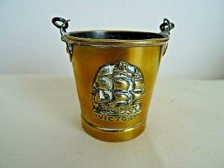 Vintage 2 - 1/4 " Commemorative Brass Bucket Hms Ship[ Victory