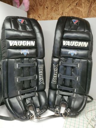 Vintage Vaughn Leather Hockey Goalie Leg Pads Vpg1500 32 " Reflex Active Response