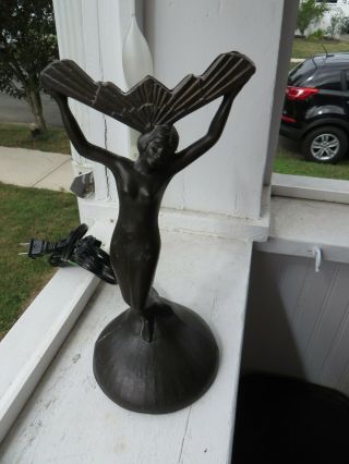 Vintage Mid Century L & L Wmc Nude Winged Lady Figure Art Deco Style Table Lamp