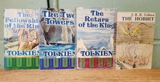 Vintage 1970s Lord Of The Rings Trilogy & The Hobbit Tolkien Paperbacks Wh282