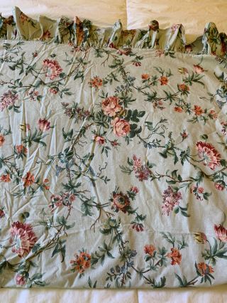 Vtg Ralph Lauren Green Floral Toulouse Ruffled Twin Flat Sheet & Pillowcase Set