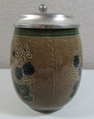 Vtg 1960 ' s Rein Zinn German Beer Brown Ceramic Stein Mug Porcelain Tin Lid 16 oz 3