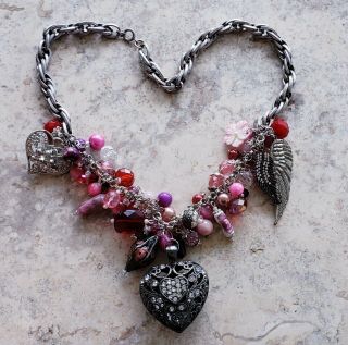 Vintage Romantic Charm And Bead Necklace