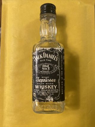 Jack Daniels Vintage Miniature Whiskey Bottle (1/10th Pint).  Mini Glass Bottle.