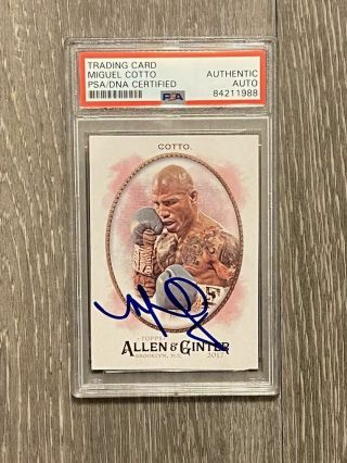 Miguel Cotto Signed / Autographed 2017 Allen & Ginter Card Psa Encapsulated