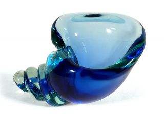 Vintage Seguso Snail Shell Murano Art Glass Bowl Italian Sommerso Mid - Century