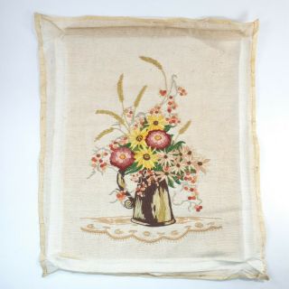 Vintage Finished Crewel Embroidery Floral Bouquet 17.  5 " W X 20.  5 " H