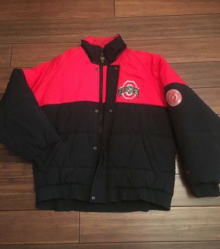 Vintage Pro Player College Football The Ohio State Buckeyes Puffer Coat Sz L