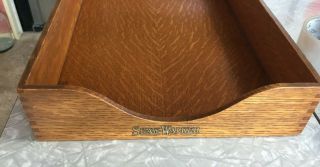 Vintage Shaw Walker Dovetailed Oak Wood Lletter Holder 15 1/2 " X 10 1/4 "