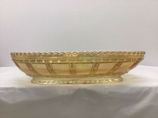 Vintage Imperial Glass Oval Beaded Block Iridescent Relish Dish