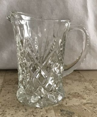 Pressed Vintage Cut Crystal Glass Vase Small Pitcher Creamer 5”