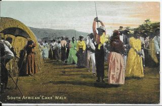 Rare Vintage Postcard,  South African Cake Walk,  Kimberley,  Africa,  1905