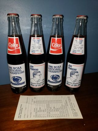 Vintage 1986 Penn State Coca Cola National Championship Bottles
