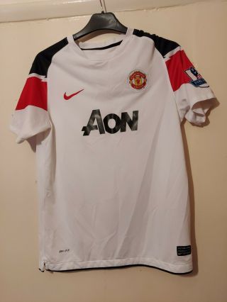 Official Vintage Manchester United White Away Shirt Size Xl Boy 13 - 15
