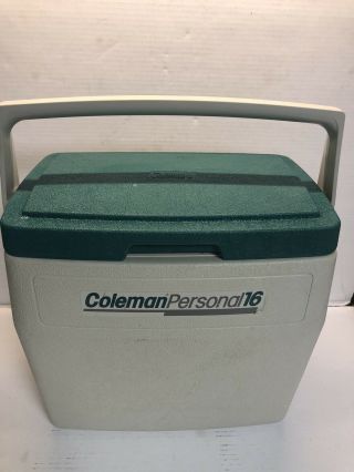 Vintage 1988 Coleman Personal 16 Cooler Ice Chest 5274 White / Green Euc