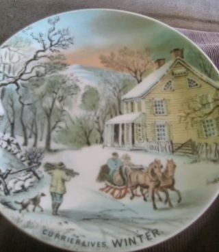 Currier And Ives 4 Seasons Vintage Decorative Plates Set Of Four 6 5 " Farmhouse