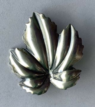 Vintage Sterling Silver Fall Leaf Grape Leaf Brooch Pin By Jewel Art
