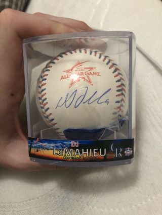Dj Lemahieu Signed In Person 2017 All Star Ball With Custom Cube Rockies Yankees