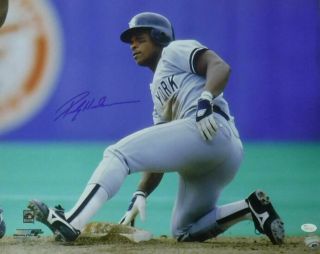 Rickey Henderson Autographed York Yankees 16x20 Photo Sliding Jsa 14619 Pf